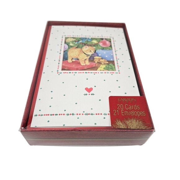 Carlton Cards Christmas Boxed Set of 18 Envelopes Cat Holiday Greeting Vintage - Picture 10 of 10